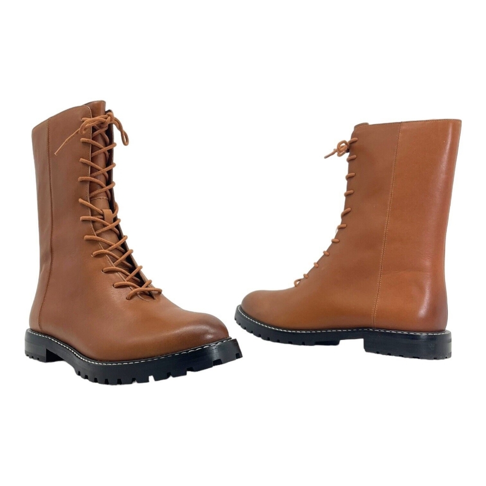 J. Crew Gwen Lug-Sole Leather Lace-Up Tall Shaft Boots BA186